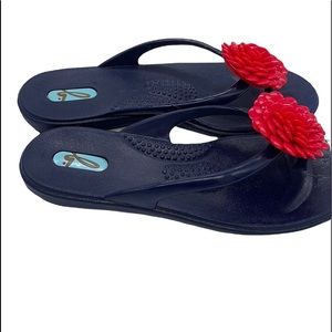 OKA. B Navy & Red Sandals